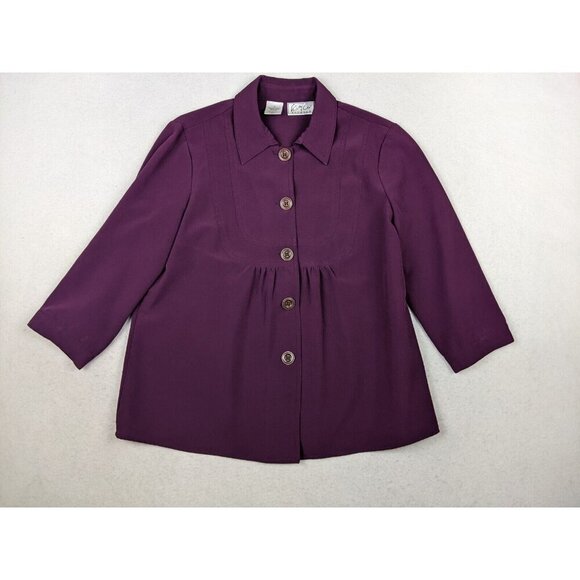 KATHY CHE - WOMEN'S PURPLE 3/4 SLEEVE BUTTON-UP TOP - SIZE S - Picture 1 of 7